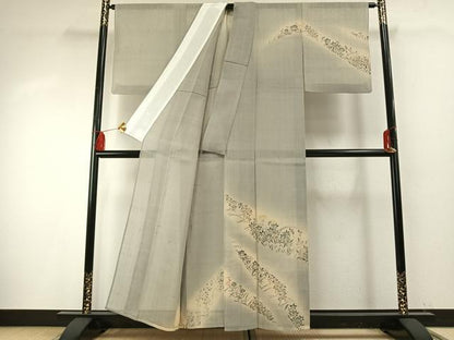 平和屋着物＊夏物 染織の名門 しょうざん 生紬 訪問着 手描き 草花文 正絹 逸品 AABF5824fy