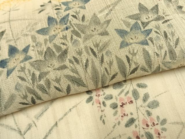 平和屋着物＊夏物 染織の名門 しょうざん 生紬 訪問着 手描き 草花文 正絹 逸品 AABF5824fy