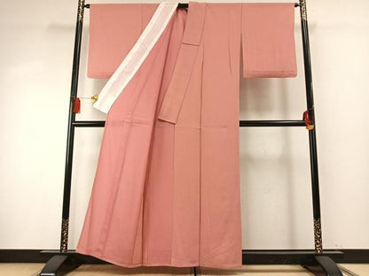 平和屋着物＊夏物 色無地 絽 甚三紅色 洗える着物 AABF5827fy