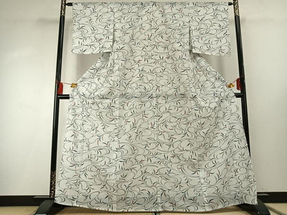 平和屋着物＊夏物 小紋 絽 草葉文 洗える着物 AABF5829fy