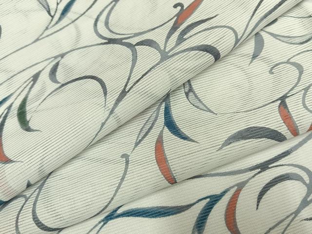 平和屋着物＊夏物 小紋 絽 草葉文 洗える着物 AABF5829fy