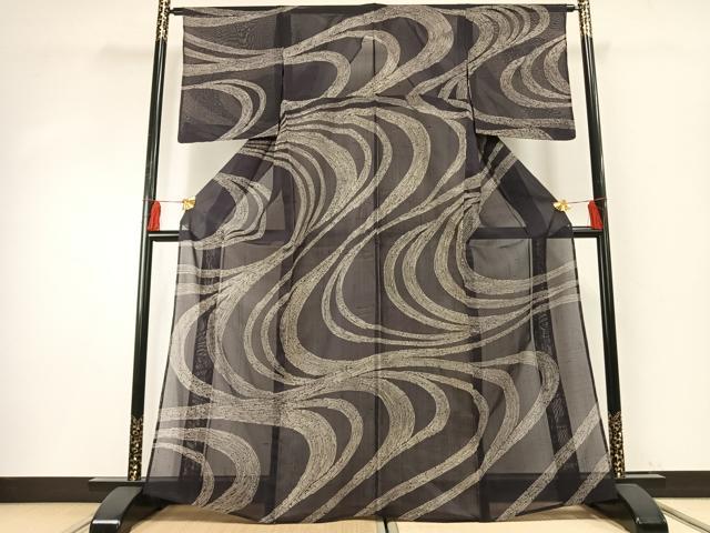 平和屋着物＊夏物 絹芭蕉 流水文 正絹 逸品 AABF5835fy