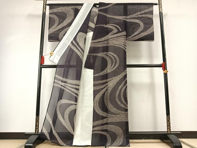 平和屋着物＊夏物 絹芭蕉 流水文 正絹 逸品 AABF5835fy