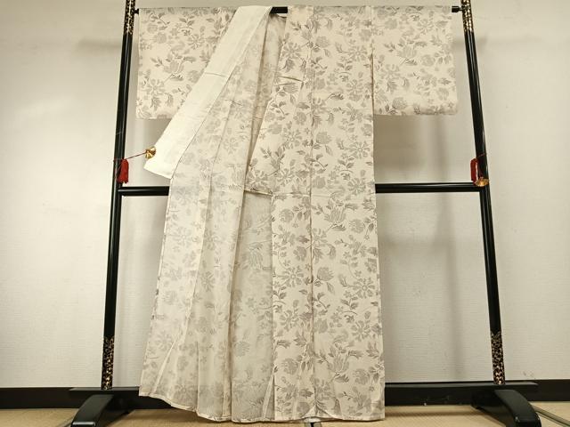 平和屋着物＊夏物 小紋 紗 草花文 正絹 逸品 AABF5840fy