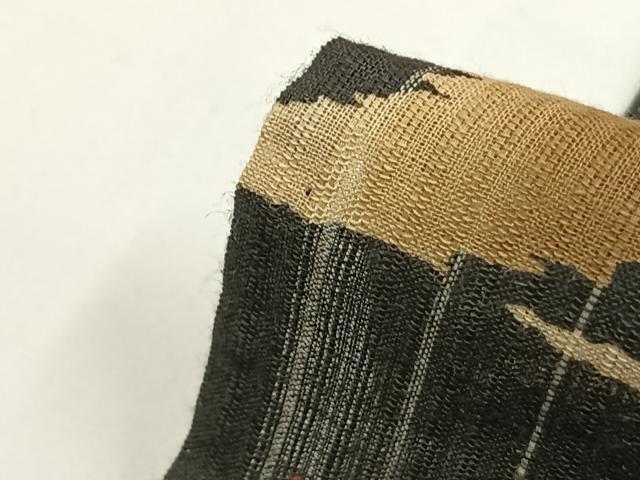 平和屋着物＊夏物　小紋　紗　流水文　黒地　綿　AABF5841fy