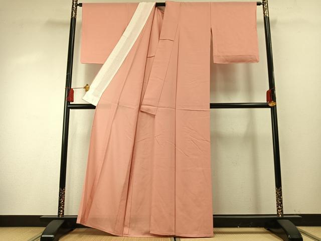 平和屋着物＊夏物 色無地 絽 珊瑚色 正絹 逸品 未使用 AABF5842fy