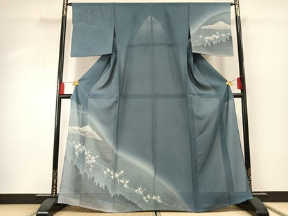 平和屋着物＊夏物 訪問着 絽 風景文 暈し染め 銀彩 正絹 逸品 AABF5849fy