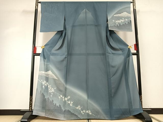 平和屋着物＊夏物 訪問着 絽 風景文 暈し染め 銀彩 正絹 逸品 AABF5849fy