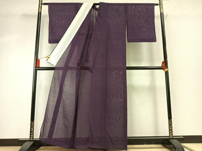 平和屋着物＊夏物 色無地 絽 霞取り地紋 古代紫色 正絹 逸品 AABF5855fy