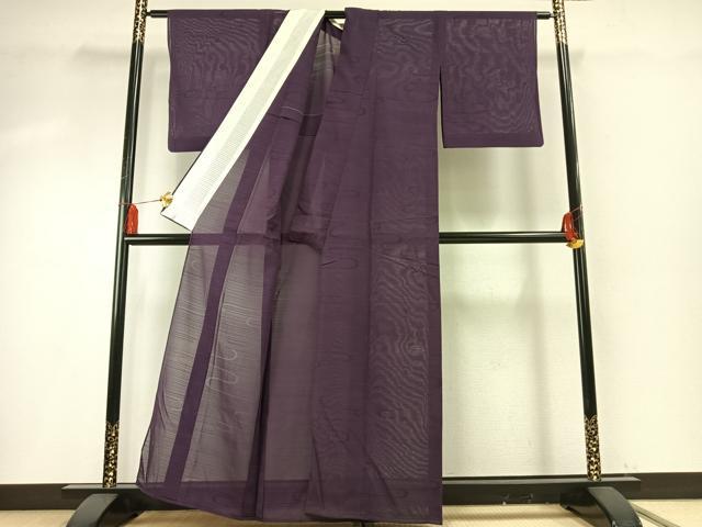 平和屋着物＊夏物 色無地 絽 霞取り地紋 古代紫色 正絹 逸品 AABF5855fy