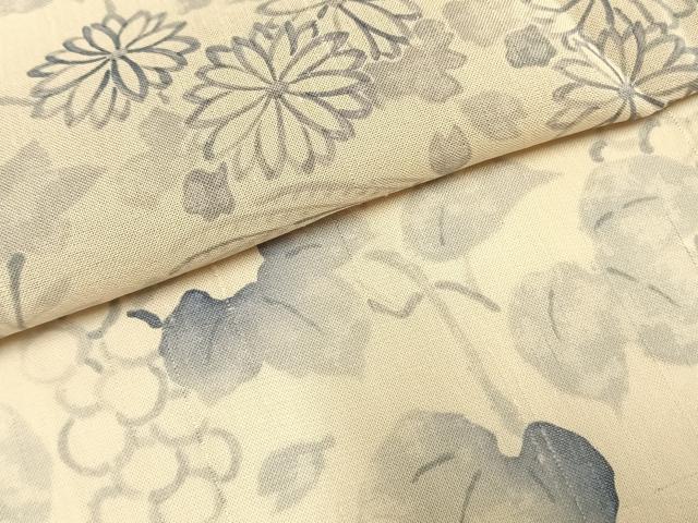 平和屋着物＊夏物　絹芭蕉　訪問着　手描き　草花　葡萄蔦の葉文　正絹　逸品　AABF5859fy