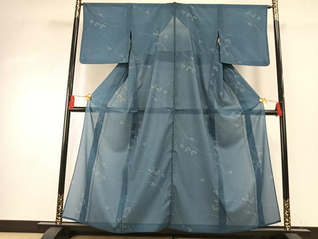平和屋着物＊夏物　小紋　紗　舞蝶文　洗える着物　AABF5863fy