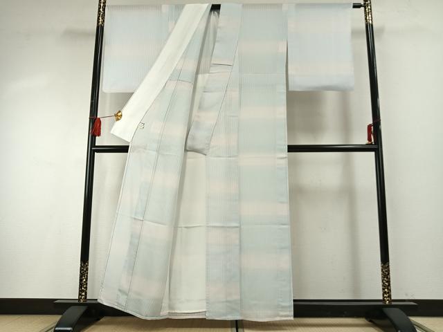 平和屋着物＊夏物 小紋 紗 格子 暈し染め 正絹 逸品 AABF5864fy
