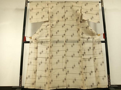 平和屋着物＊夏物 紗紬 幾何学文様 正絹 逸品 未使用 AABF5870fy