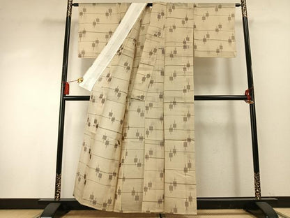 平和屋着物＊夏物 紗紬 幾何学文様 正絹 逸品 未使用 AABF5870fy