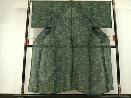 平和屋着物＊夏物 小千谷ちぢみ 扇面露芝文 麻 逸品 AABF5871fy