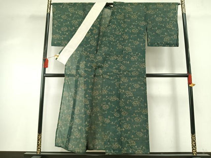 平和屋着物＊夏物 小千谷ちぢみ 扇面露芝文 麻 逸品 AABF5871fy