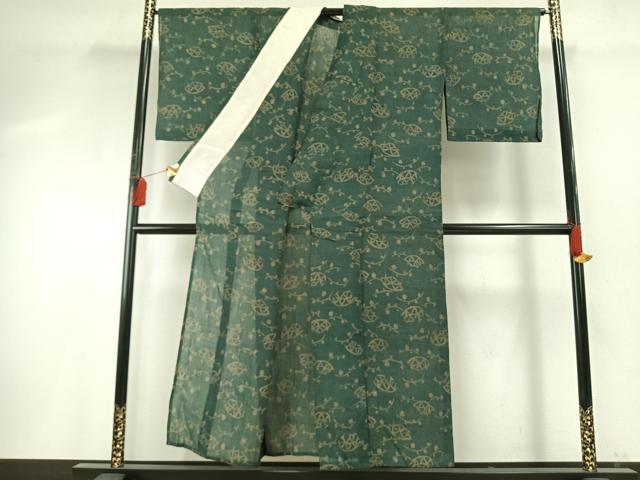 平和屋着物＊夏物 小千谷ちぢみ 扇面露芝文 麻 逸品 AABF5871fy