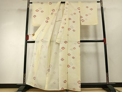 平和屋着物＊夏物 小紋 絽 双鶴文 正絹 逸品 AABF5873fy