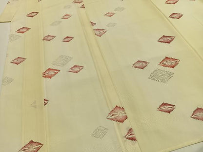 平和屋着物＊夏物 小紋 絽 双鶴文 正絹 逸品 AABF5873fy