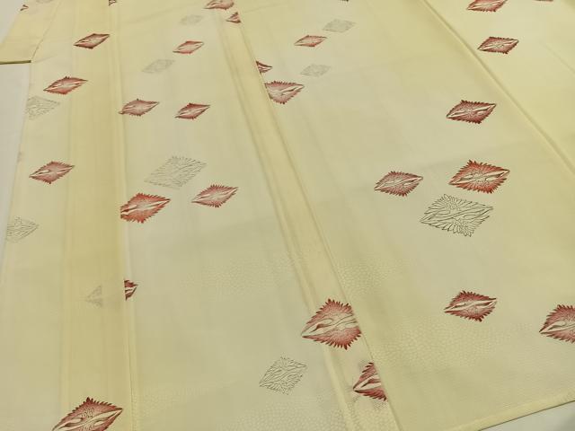 平和屋着物＊夏物 小紋 絽 双鶴文 正絹 逸品 AABF5873fy
