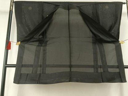 平和屋着物＊夏物 男性 黒紋付 正絹 逸品 AABF5876fy