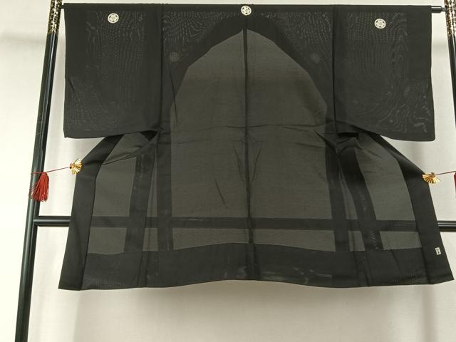 平和屋着物＊夏物 男性 黒紋付 正絹 逸品 AABF5876fy