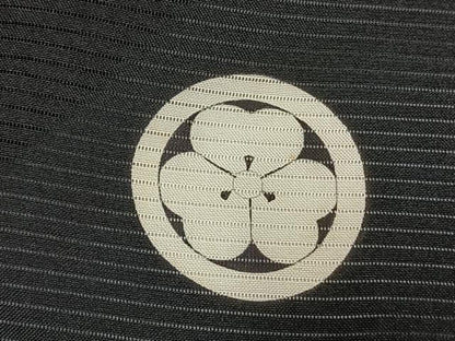 平和屋着物＊夏物 男性 黒紋付 正絹 逸品 AABF5876fy