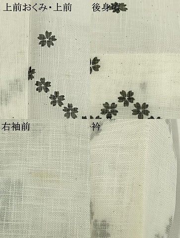 平和屋着物＊夏物 小紋 紗 舞桜 菱文 洗える着物 AABF5882fy