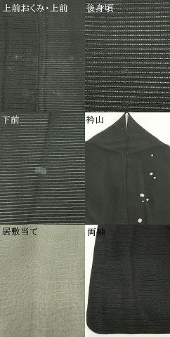平和屋着物＊夏物 訪問着 絽 刺繍 兎 黒地 正絹 逸品 AABF5887fy