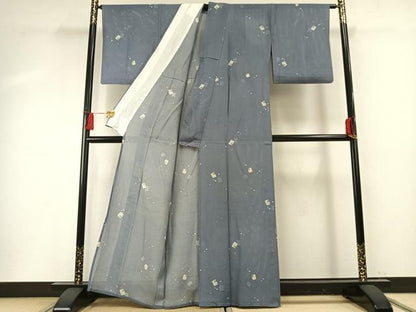 平和屋着物＊夏物 小紋 絽 色紙舞桜文 正絹 逸品 AABF5888fy