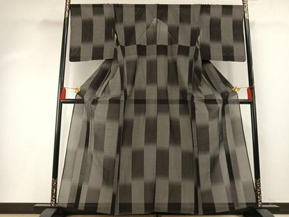 平和屋着物＊夏物 本場大島紬 夏大島 9マルキ 市松文様 正絹 逸品 AABF5889fy