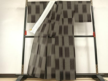 平和屋着物＊夏物 本場大島紬 夏大島 9マルキ 市松文様 正絹 逸品 AABF5889fy