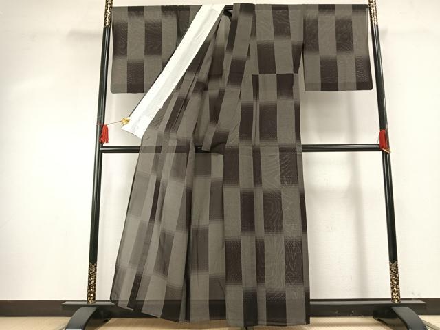 平和屋着物＊夏物 本場大島紬 夏大島 9マルキ 市松文様 正絹 逸品 AABF5889fy