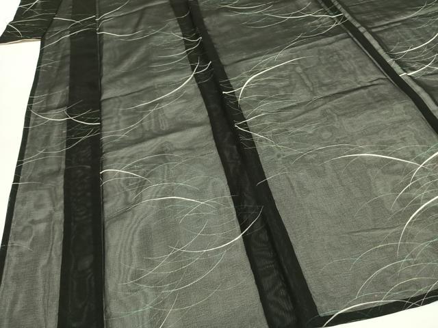 平和屋着物＊夏物 小紋 紗 露芝文 黒地 正絹 逸品 AABF5890fy
