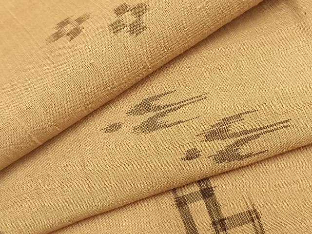 平和屋着物▽本場琉球絣 紬 単衣 三越扱い 正絹 逸品 未使用 AABF5892fy