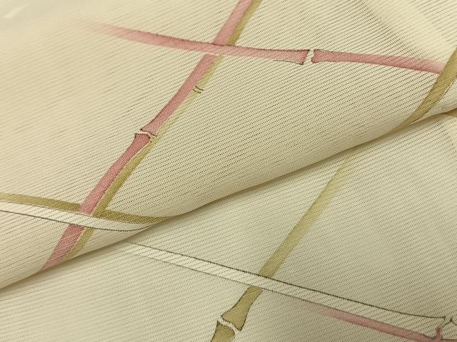 平和屋着物＊夏物 小紋 絽 手描き 竹 正絹 逸品 AABF5893fy