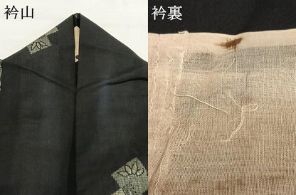 平和屋着物＊夏物 小紋 紗 色紙重ね文 黒地 正絹 逸品 AABF5894fy