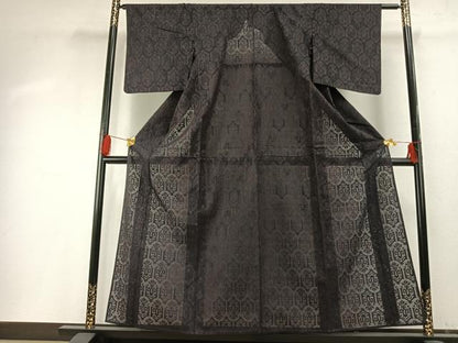 平和屋着物＊夏物 小紋 紗 幾何学文様 正絹 逸品 AABF5895fy