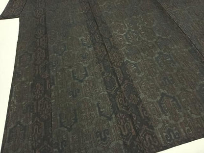 平和屋着物＊夏物 小紋 紗 幾何学文様 正絹 逸品 AABF5895fy