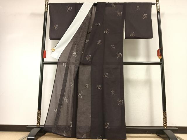 平和屋着物＊夏物 小紋 紗 瓢箪文 洗える着物 AABF5901fy