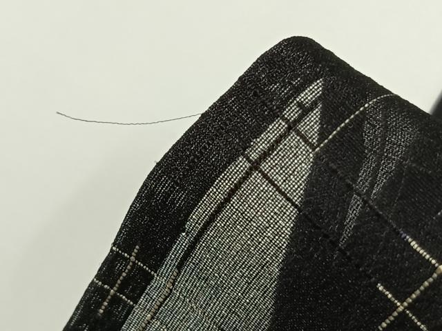 平和屋着物＊夏物 紗紬 井桁文様 黒地 正絹 逸品 AABF5904fy