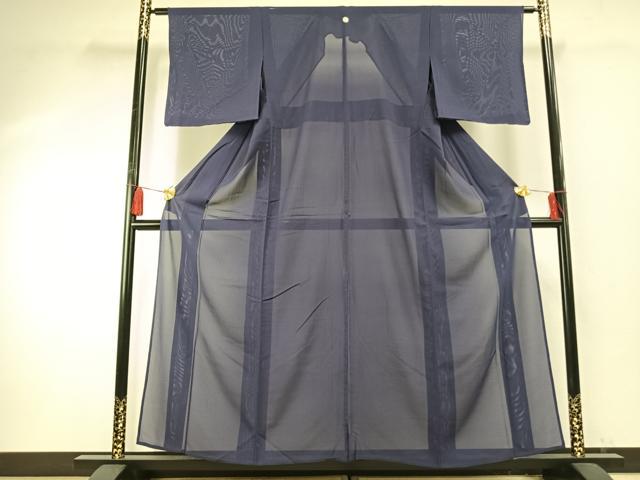 平和屋着物＊夏物 色無地 絽 紺藍色 正絹 逸品 AABF5907fy