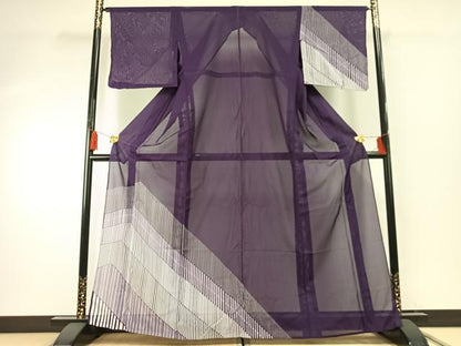 平和屋着物＊夏物 訪問着 絽 斜縞 正絹 逸品 AABF5908fy