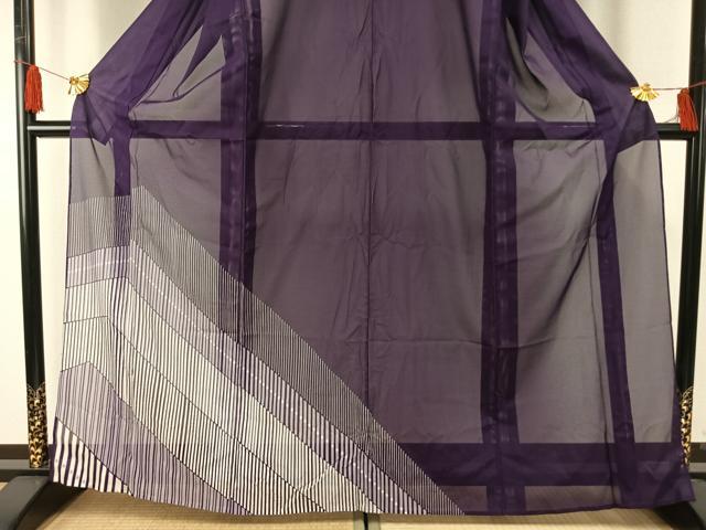 平和屋着物＊夏物 訪問着 絽 斜縞 正絹 逸品 AABF5908fy