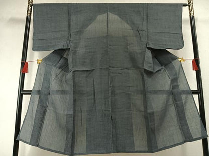 平和屋着物＊夏物　男性　小千谷ちぢみ　柳煤竹色　麻　逸品　AABF5910fy