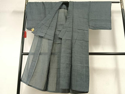 平和屋着物＊夏物　男性　小千谷ちぢみ　柳煤竹色　麻　逸品　AABF5910fy
