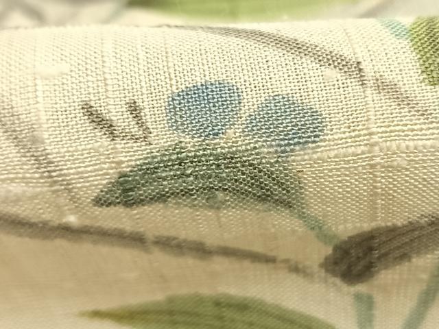 平和屋着物▽訪問着 単衣 生紬地 手描き 草花文 正絹 逸品 AABF5912fy