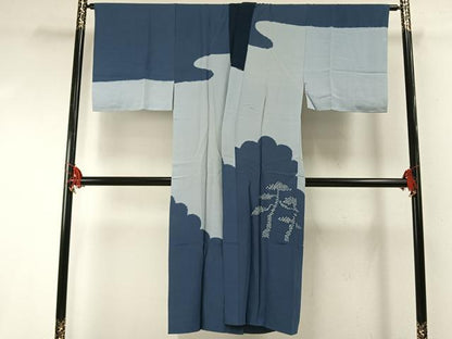 平和屋着物●男性　長襦袢　袷　絞り　手描き　鷲　金彩　正絹　逸品　AABF5913fy