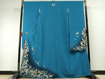 平和屋着物●豪華振袖 友禅 作家物 草花文 暈し染め 正絹 逸品 AABF5914fy